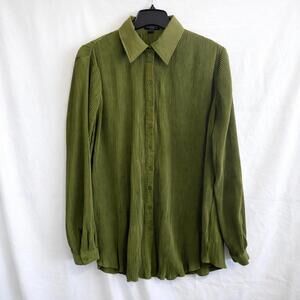 PrettyLittleThing Tall Olive Green Pleated Button-Up Blouse US 6